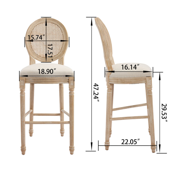 French Country Bar Chairs With Round Back (Set of 2) Home Essentials