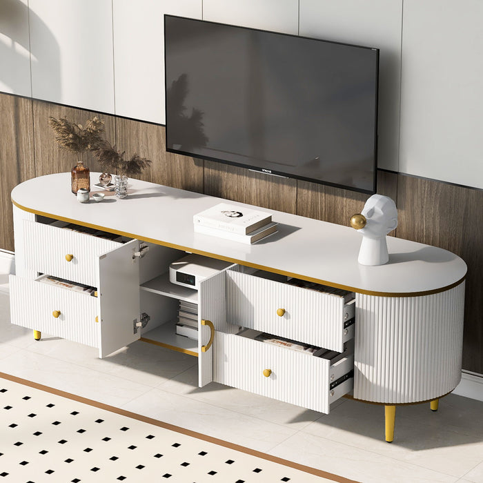 Modern TV Stand With 4 Drawers And 1 Cabinet