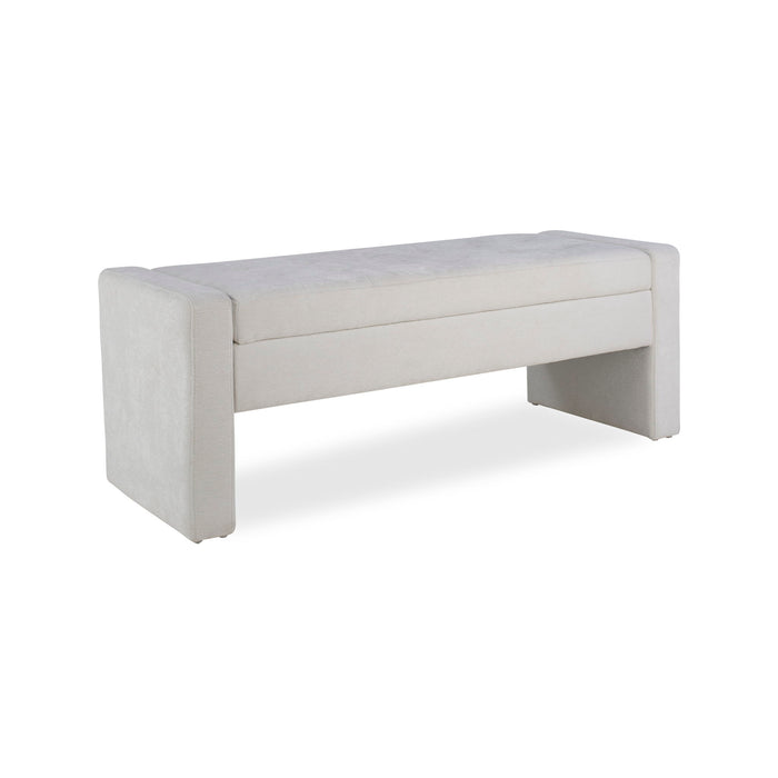 Upholstered Storage Bench With Tufted Seat, Ottoman For Living Room - White Home Essentials