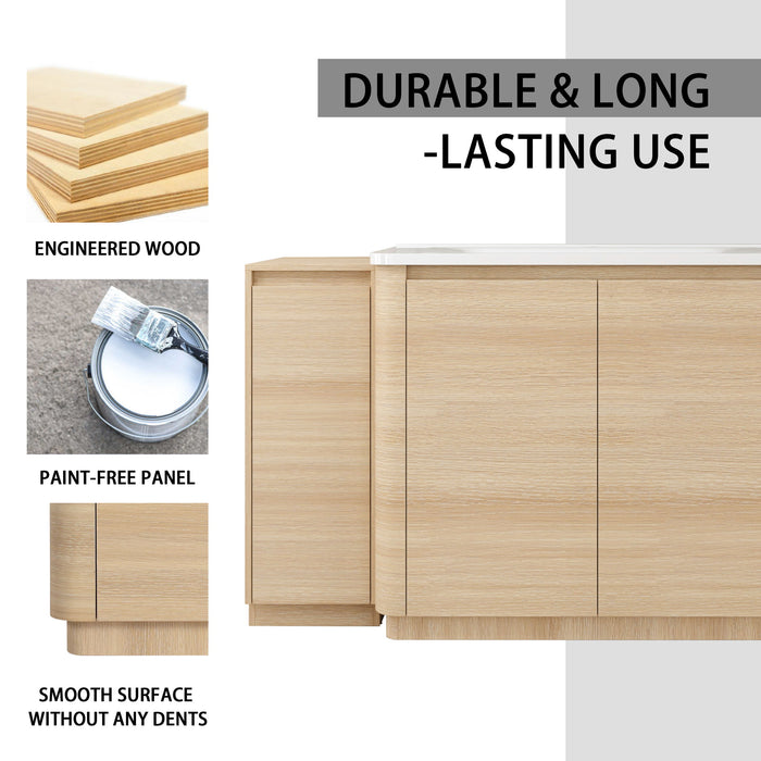 Freestanding Bathroom Vanity With Sink, 2 Small Storage Cabinets, Soft Close Doors Home Essentials