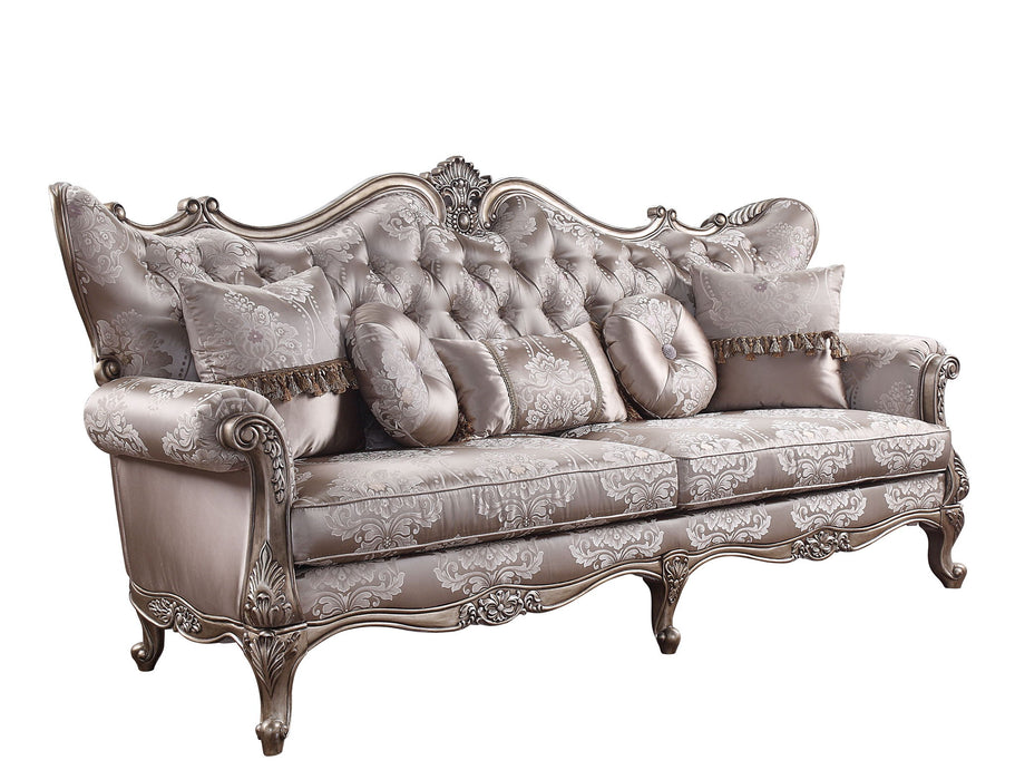 Jayceon - Sofa With 5 Pillows - Fabric & Champagne