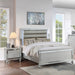 Modern Bed With LED Lights And Glass Panels, 2 Nightstands Home Essentials