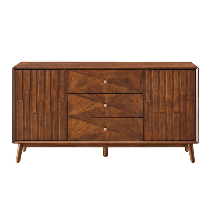 Sideboard Buffet Cabinet With 3 Drawers And 2 Storage Cabinets - Walnut Home Essentials