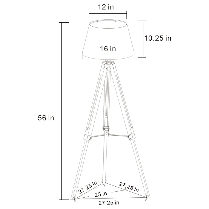 Hannah - Floor Lamp With Tripod Base - Gray Furniture Max