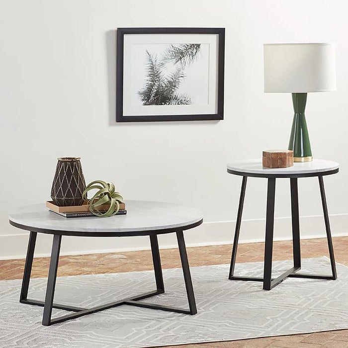 Melisa - 2 Piece Coffee And End Table Set - White Marble Furniture Max