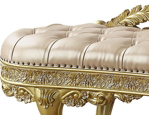 Cabriole - Synthetic Leather Bench - Gold