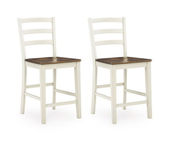 Brinfern - Barstool (Set of 2) - Brown / Antique White Signature Design by Ashley®