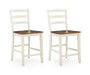 Brinfern - Barstool (Set of 2) - Brown / Antique White Signature Design by Ashley®