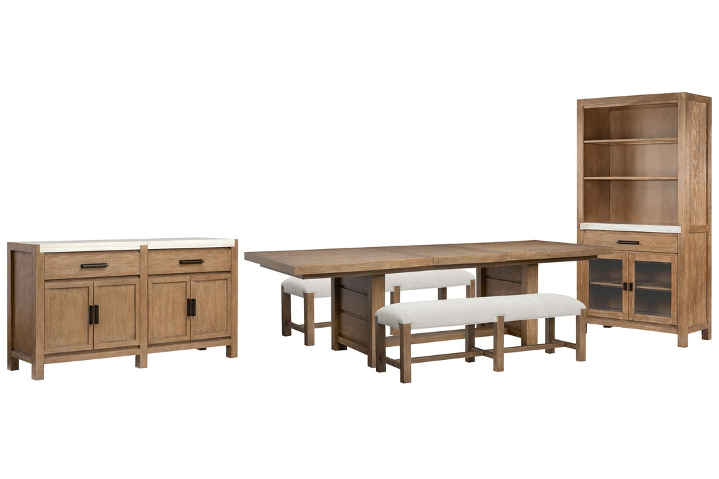 Plum Creek - Trestle Dining Table Set Magnussen Furniture