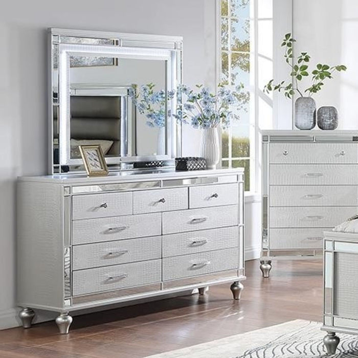 1 Piece Dresser With Snake Skin Bedroom Furniture - Silver Home Essentials