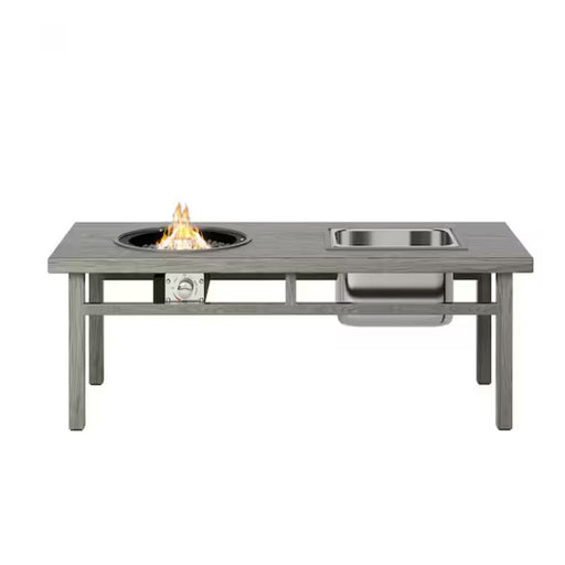 3 In 1 Outdoor Propane Fire Pit Table 50, 000 BTU With Ice Bucket - Gray Home Essentials