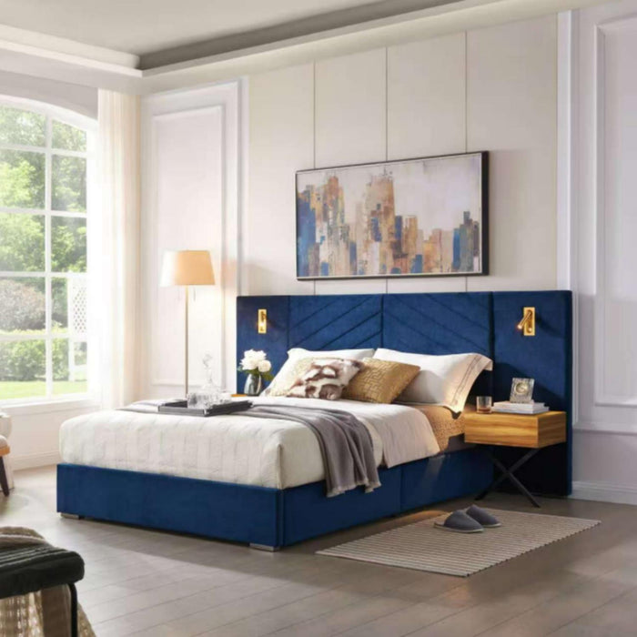 Upholstered Bed Frame With Vertical Channel Tufted Wingback Headboard Home Essentials