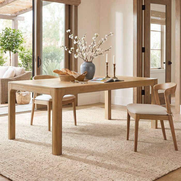 Rectangular Dining Table With Parquet Top, Rounded Corners Hearth and Haven