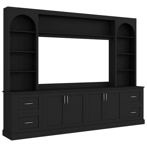 Arched Entertainment Center Wall Unit With Drawers, TV Stand Hearth and Haven
