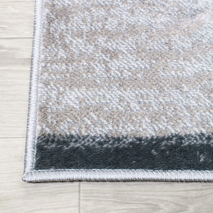 5' x 8' Patchwork Power Loom Stain Resistant Area Rug - Blue And Taupe