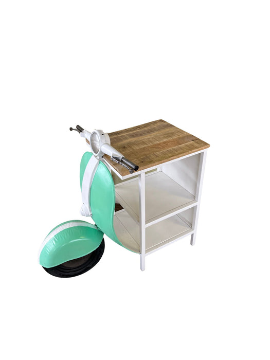 Novelty Scooter Open Cabinet With Two Shelves - Green And White