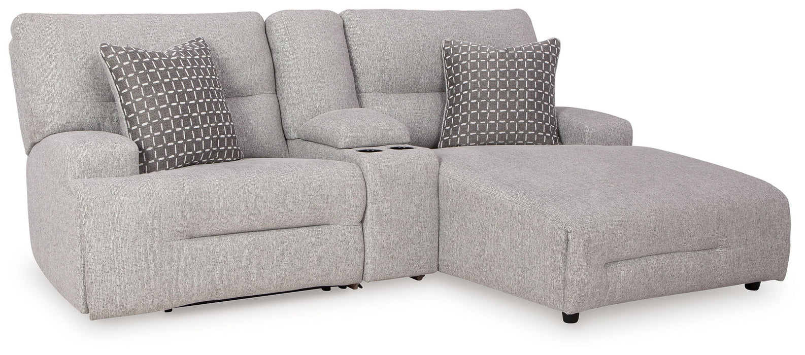 Acklen Place - 4 Pc. - 3-Piece Power Reclining Sectional Sofa With Raf Chaise, Wide Seat Power Recliner - Pewter Signature Design by Ashley®