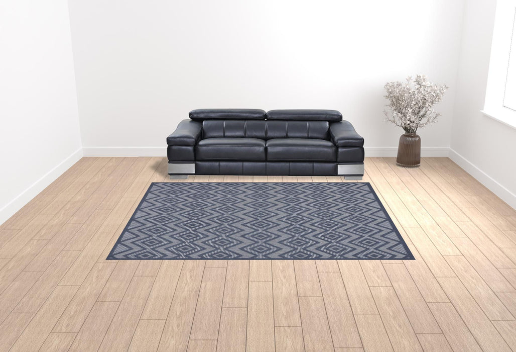 9' X 12' Geometric Flatweave Area Rug - Navy Blue