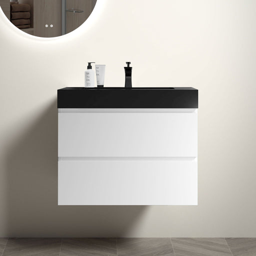 Alice - Bathroom Vanity With Large Storage, Sink Wall Mounted Floating Bathroom Vanity For Modern Bathroom, One-Piece Sink Basin Without Drain And Faucet Home Essentials