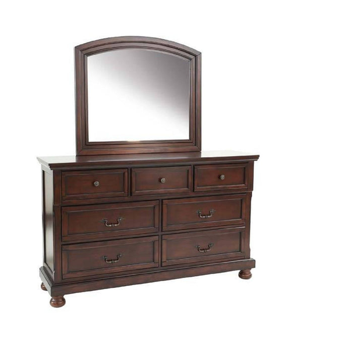 Dresser With 3 Small & 4 Large Drawers, Round Knobs, Bedroom Furniture - Cherry Home Essentials