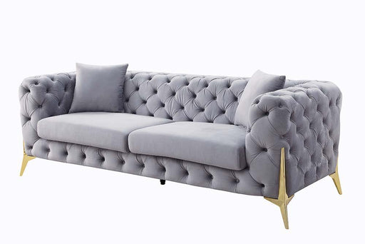 Jelanea - Sofa With 2 Pillows - Gray Velvet & Gold ACME