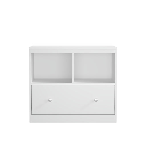 Toy Storage Organizer With Large Drawer And Low Bookshelf For Nursery & Playroom - White Home Essentials