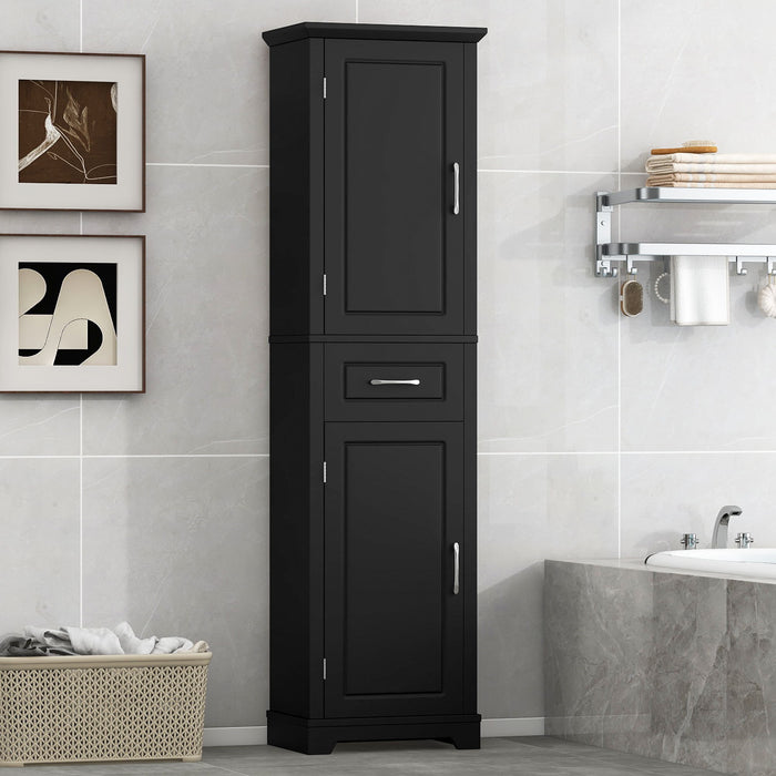 Tall Freestanding Bathroom Storage Cabinet With 2 Doors And Adjustable Shelves Hearth and Haven