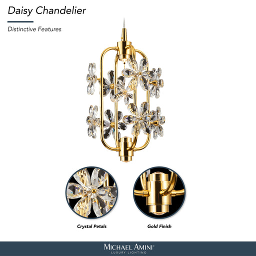 Michael Amini Lighting - Daisy 20" Crystal LED Chandelier - Gold Michael Amini