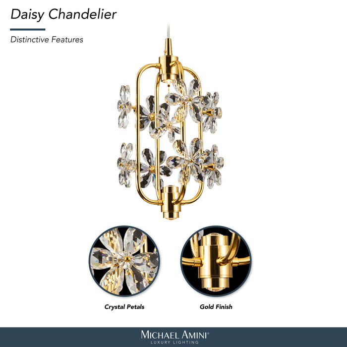 Michael Amini Lighting - Daisy 20" Crystal LED Chandelier - Gold Michael Amini