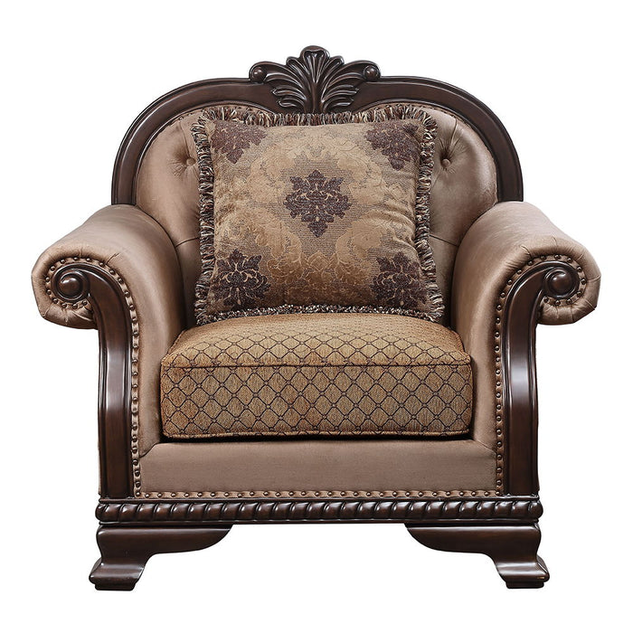 Chateau De Ville - Chair With Pillow (Same Lv01590) - Fabric & Espresso ACME