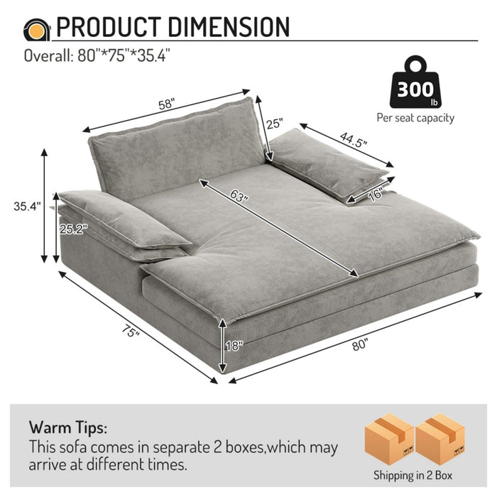 Modern Oversized Double Chaise Lounge Chair Home Essentials