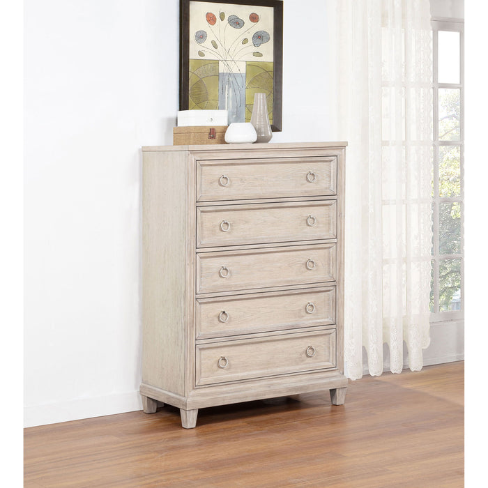 Wedner - 5 Drawer Chest - Oak Furniture Max
