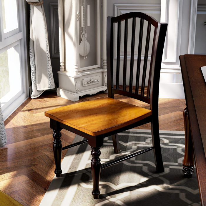 Dining Side Chairs (Set of 2) - Black / Oak Home Essentials