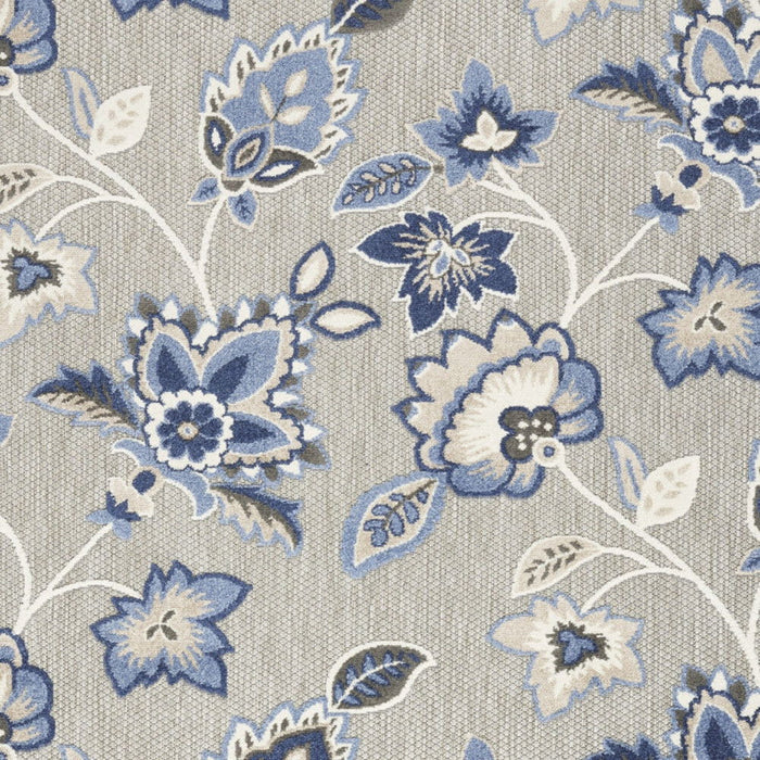 4' X 6' Floral Stain Resistant Non Skid Area Rug - Blue / Gray