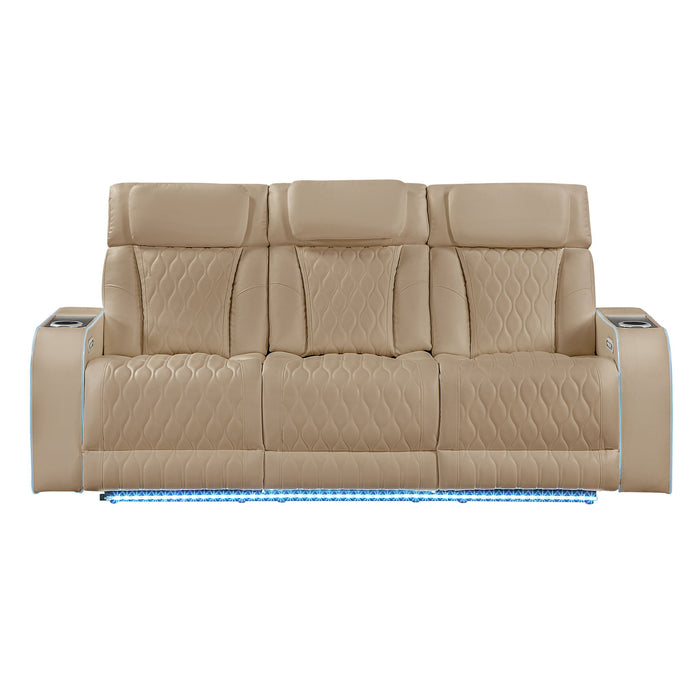 Electra - Power Reclining Sofa With Power Headrests, Drop Down Table, Reading Light, Massage, LED Lighting And USB Control Matrix Furniture Group