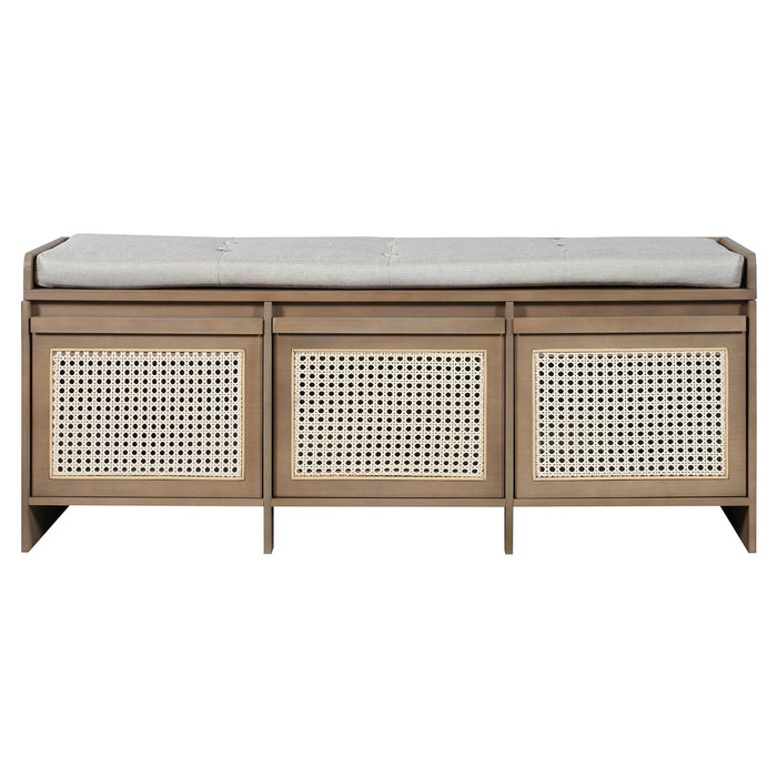 Entryway Shoe Bench With Drawers & Button Tufted Cushion Hearth and Haven