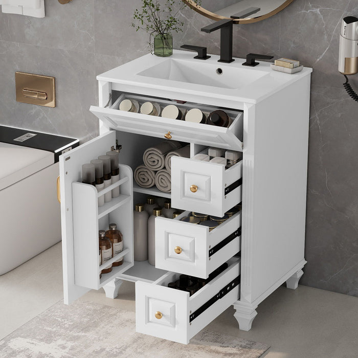 Freestanding Bathroom Vanity With Sink, 3 Drawers & Flip-Out Drawer Hearth and Haven