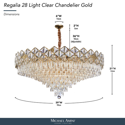 Michael Amini Lighting - Regalia 28-Light Crystal Chandelier - Gold Michael Amini