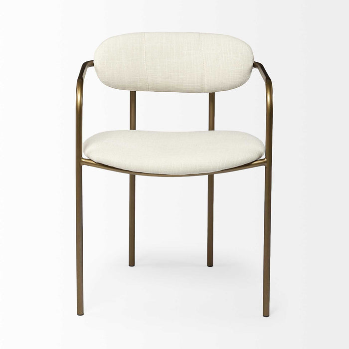 Fabric Seat With Gold Iron Frame Dining Chair - Cream