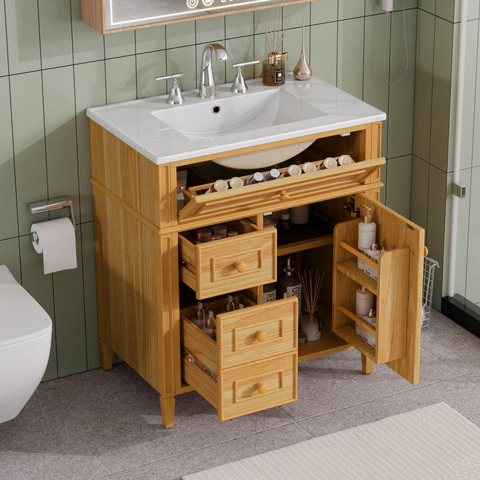 Bathroom Vanity With Flip Out Drawer, 2 Soft-Close Drawers Hearth and Haven