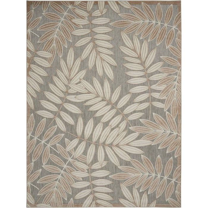 10' X 13' Floral Non Skid Indoor / Outdoor Area Rug - Natural