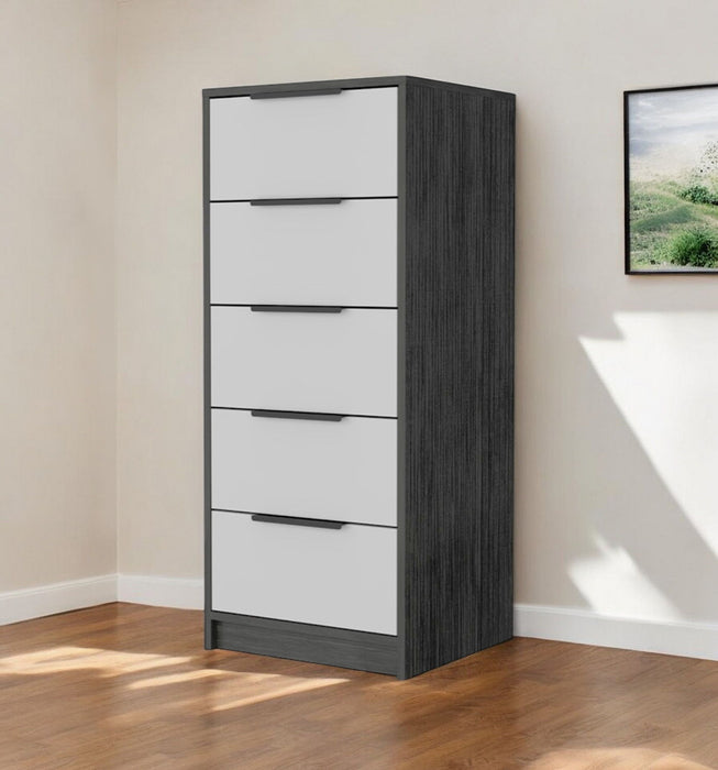 Five Drawer Standard Chest - White And Gray