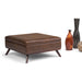 Owen - Square Coffee Table Storage Ottoman - Distressed Chestnut Brown Simpli-Home