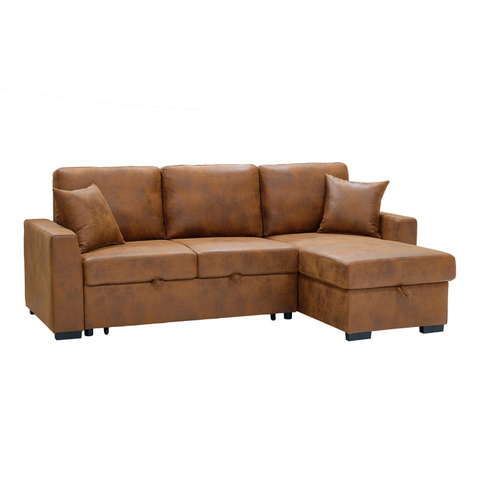 Upholstered Sectional With Pull-Out Bed And Chaise Storage Home Essentials