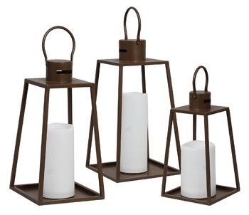 Elmsworth - Indoor/Outdoor Lantern Set (Set of 3) - Brown Signature Design by Ashley®