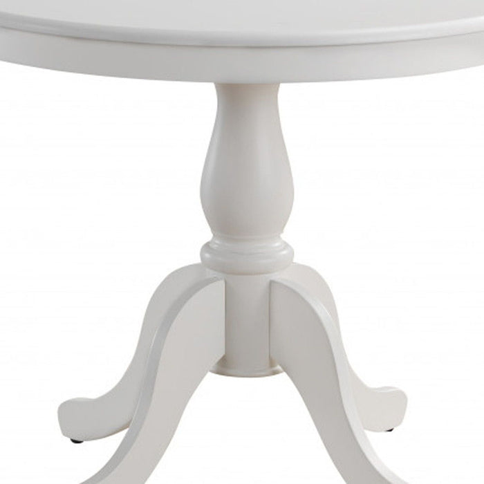 Round Turned Pedestal Base Wood Dining Table 30" - White