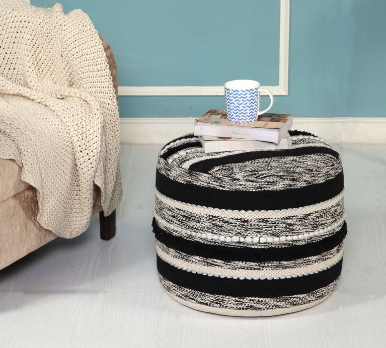 Cotton Ottoman - White / Black