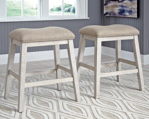 Skempton - Upholstered Stool (Set of 2) - White Signature Design by Ashley®