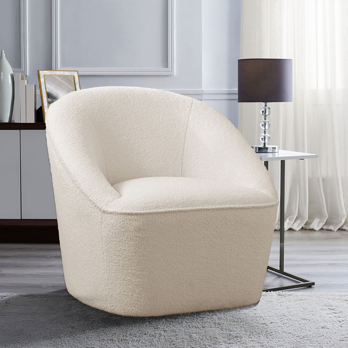 Anson - Swivel Chair With Soft Rounded Back - Off White