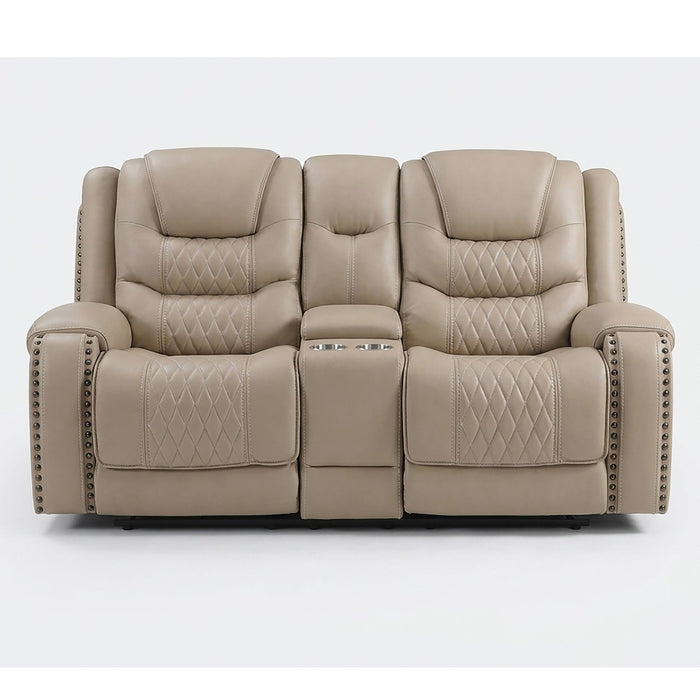 Power Motion Reclining Loveseat With Console Adjustable Headrest Cup Holders - Toffee Home Essentials